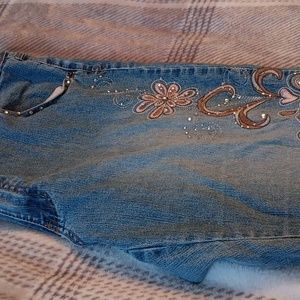 Plus size 22w embroidery jeans butterfly angels